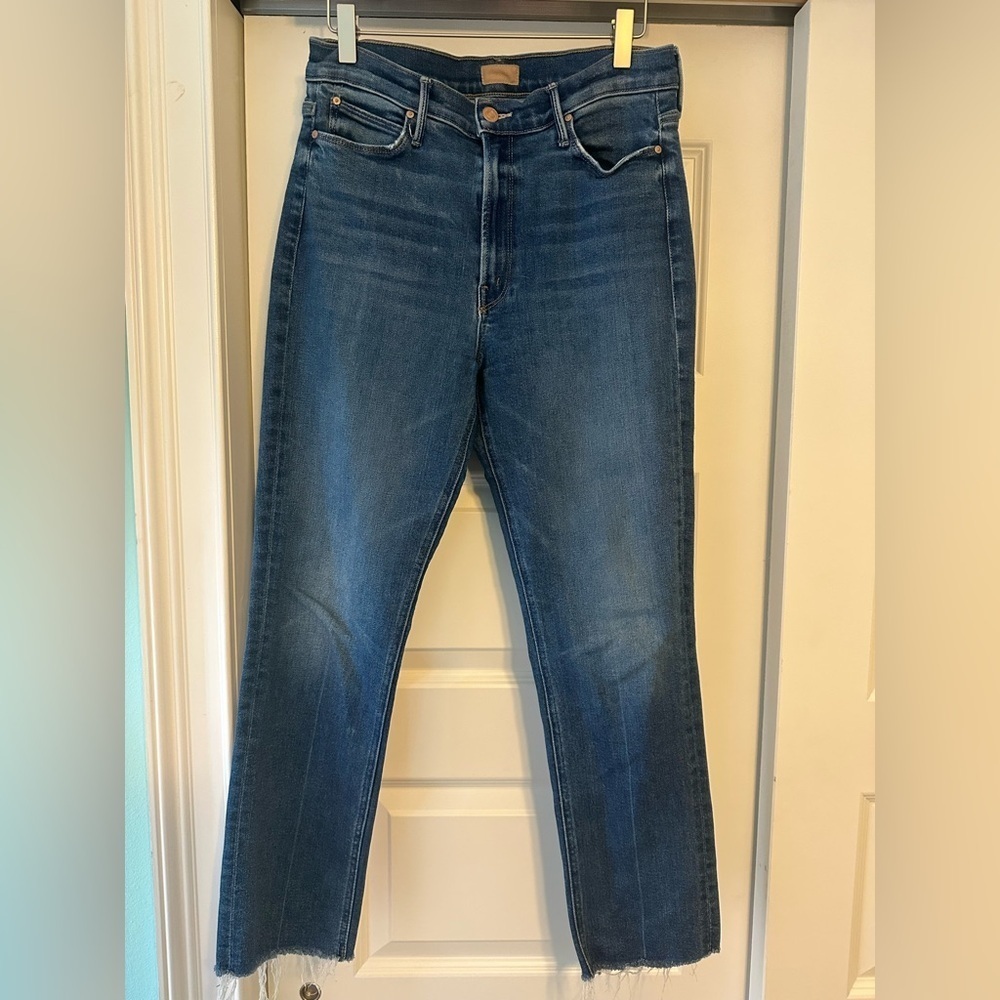 MOTHER The Mid Rise Dazzler Ankle Fray Opposites Attract Sz 30 1385